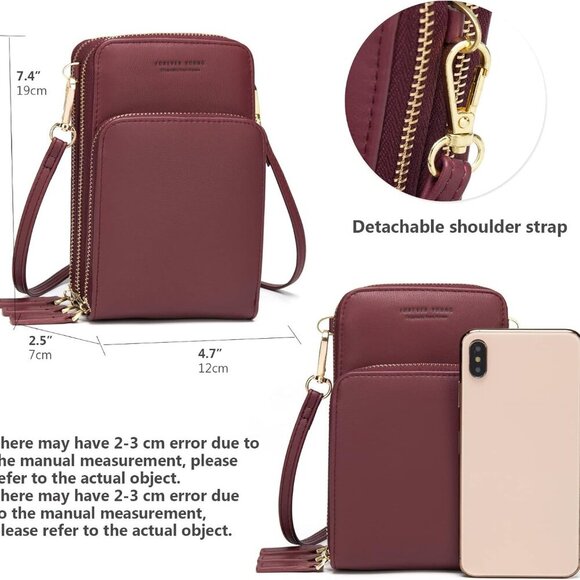 Small Crossbody Cell Phone Bag for Women, Mini Over Shoulder Handbag Purse with - Picture 3 of 6